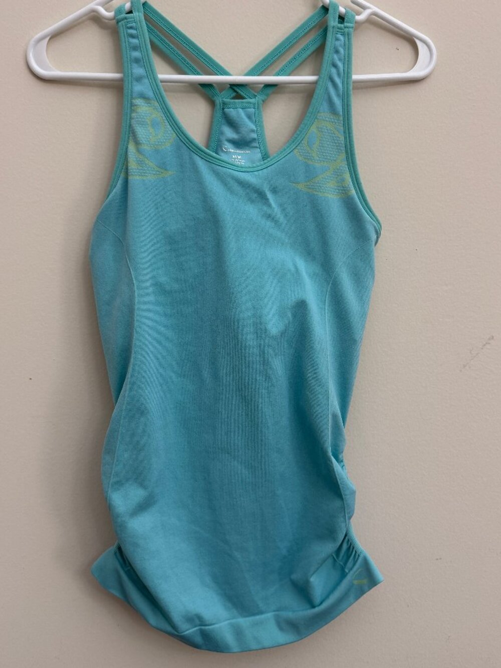 Light Blue Abstract Design Athletic Built in Bra Tank Top - Climawear Size M